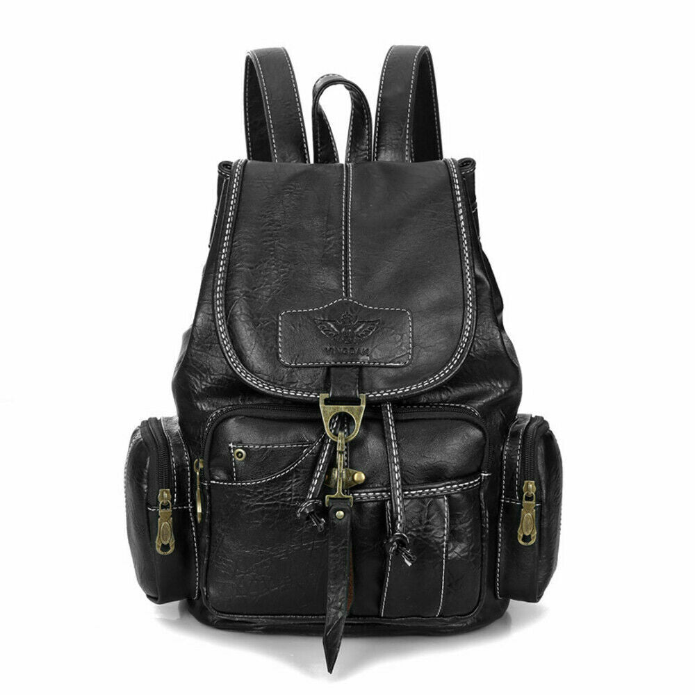Premium PU Leather Backpack Women Vitange Satchel Rucksack Travel Shoulder Bag 24Hr Smart
